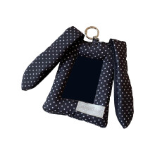 Plush Animal Ear Card Case with Keychain Attachment 3Inch-Black