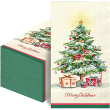 100 Pcs Christmas Disposable Paper Decorative Guest Napkins | Xmas Dinner Hand Napkin For Home Kitchen Bathroom Wedding Holiday Decor