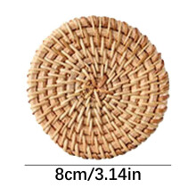 Handwoven Rattan Placemats Set – Round, Natural Fiber, Heat-Resistant & Non-Slip | 5 Sizes, Dark Brown | Compatible with Home & Homestay