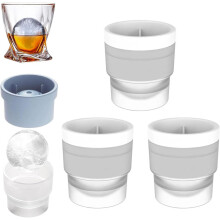 Chiclify 2,5 inch ijsbolvormen met deksel, BPA-vrij, stapelbaar siliconen ijsbolletjesmaker voor bourbon en andere dranken.