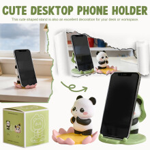 Soporte para teléfono de resina con diseño de panda y hoja de loto (1 unidad)