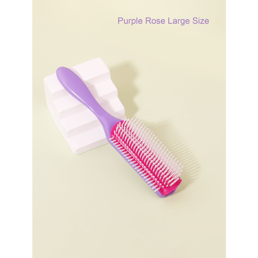 Unisex 1Pcs 9-Row Wrinkle Removal Massage Curly Hair Brush, Detachable 9-Row Comb Plastic Wet Hair Brush