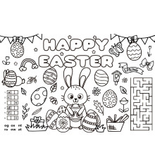 Paaskleurplaten voor kinderen, placemats, 17x11 inch, 1 stuk
