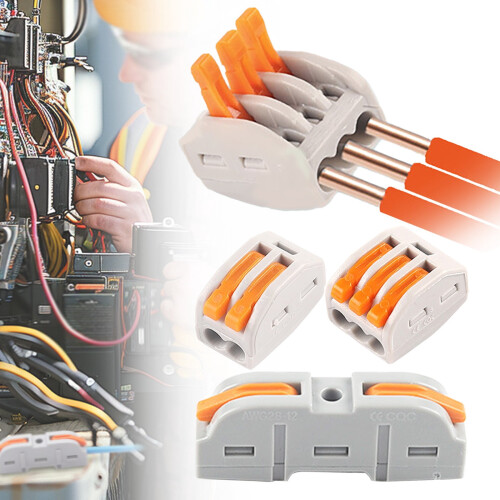 Συνδετήρες αγωγού Compact Lever, Πορτοκαλί ακροδέκτες ηλεκτρικών καλωδίων για 2