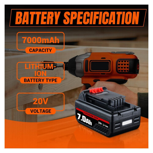 2 τεμάχια αντικατάστασης μπαταριών Black and Decker 20V MAX - Μπαταρία λιθίου 7.0Ah LB2X4020, 1