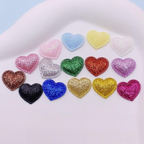 (Ανοιχτό ροζ) 10 τεμάχια/σετ Bling Heart Applique Patched Patchs Για DIY Καπέλα, Κλιπ μαλλιών, 1