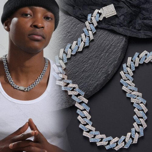Cuban Link Necklace Rhinestone Accented Adjustable Unisex 1
