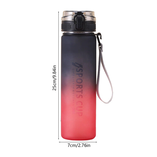 Gradient Red Plastic Water Bottle 800ml 2