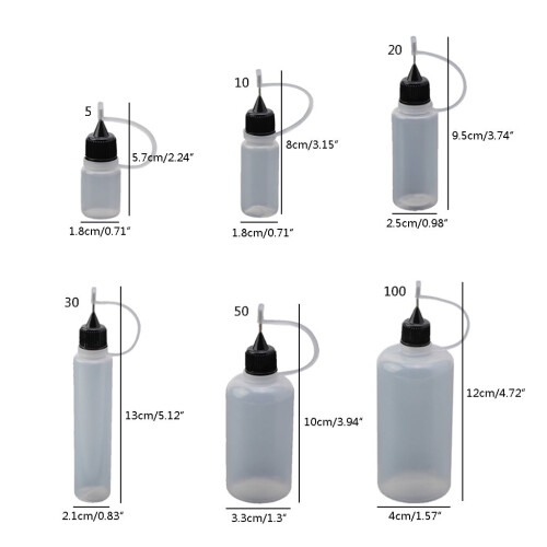 5ml/10ml/20ml/30ml/50ml/100ml Άδειο μπουκάλι με κόλλα και άκρη βελόνας, εργαλείο DIY για quilling, 2