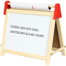 Dobbeltsidet træstaffeli til børn (3+) med whiteboard,
