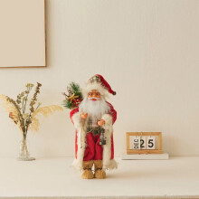Weihnachtsmannfigur als Dekoration – Rote, handgefertigte Weihnachtsdekoration für Regal und Kaminsims, passend zu weihnachtlichen Themen