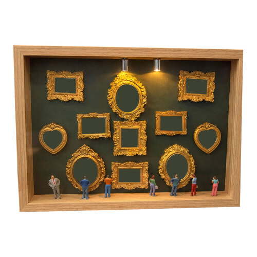 DIY Mini Museen Silhouetten Box mit Mini Rahmen-Holzfarbe
