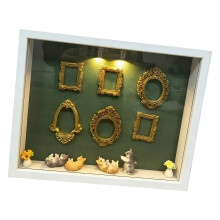 Shadows Box Frame Display Case with Figurines-White With light