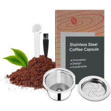 Kávové kapsle z nerezové oceli, opakovaně použitelné espresso kapsle pro K Fee Pods, doplnitelný filtr na kávové kapsle s 1 lžičkou a 1