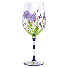 Watercolor Floral Wine Glasses Hand Painted Wine Glass with Stemmed Spring Leaves Colored Wine Glasses for Home Office Decor Ornament Gifts