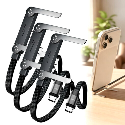 USB-C till USB-C snabbladdningskabel, 240W flätad, vikbar med