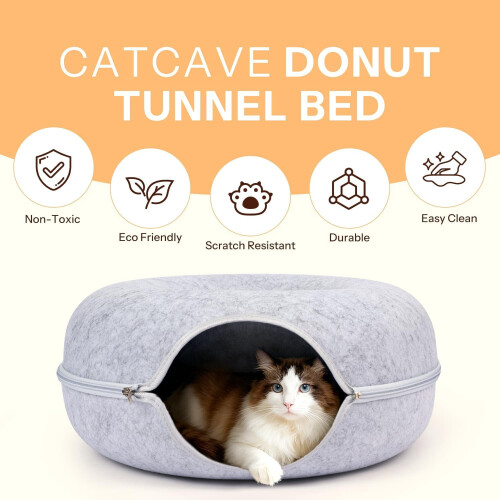 Κρεβάτι Peekaboo Cat Cave – Ανθεκτικό στις γρατσουνιές τούνελ ντόνατ και αποσπώμενο 2