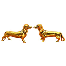 2 Piece Artistic Brasses Dachshund Dog Miniature Sculpture Gift
