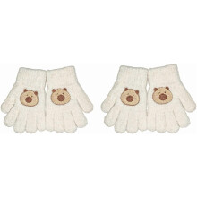 Capybara Gloves For Kids, 2 Pairs Winter Snow Cute Animal Plush Warm Handwear, Five Finger Cold-Proof For Outdoors Gloves