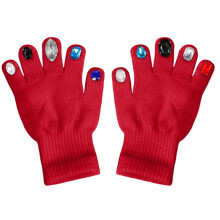 Strickhandschuhe mit Kristallornamenten, warme Fäustlinge mit vollem Fingerumfang