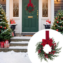 Elegante guirlanda de Natal com frutos vermelhos e pinhas – Decoração natalina para interiores e exteriores, ideal para portas, janelas e