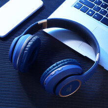 Trådlöst Bluetooth 5.0-headset med mikrofon, 6 timmars speltid, 200 timmars standby-läge, vikbart, kompatibelt med Android och iOS, kabel ingår