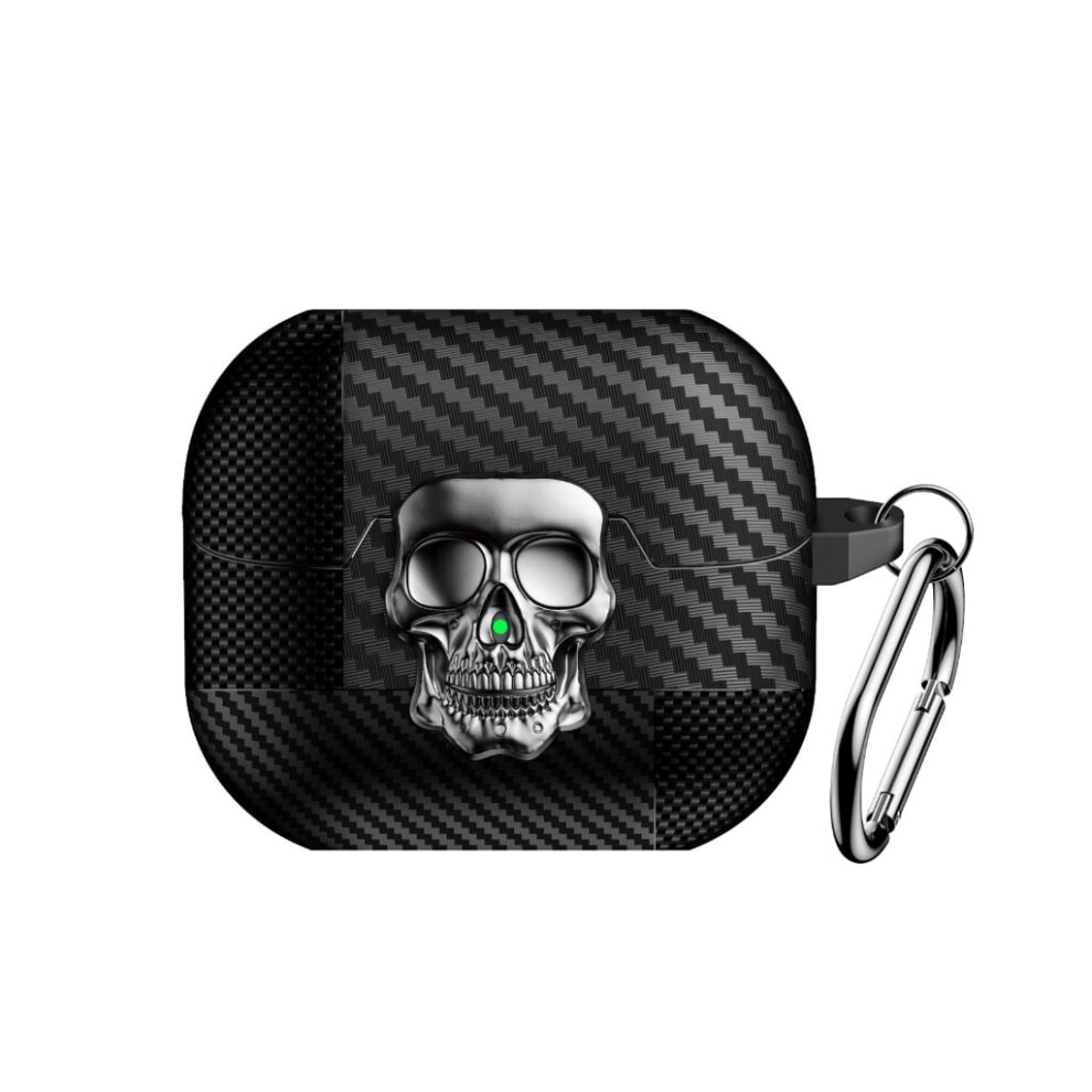 Skull Pattern Carbon Fiber Protective Cover For Buds 3Pro Tpu Case Full Protections Anti Scratch Secure Grip 9181073318108