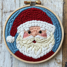 Kit de bordado abstracto de Papá Noel para principiantes: kit de bordado con hilo para manualidades con patrón impreso, bastidor y diseño para
