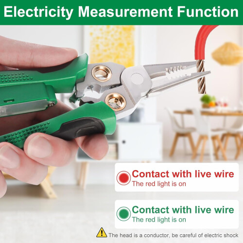8-in-1 Wire Stripping Pliers with Voltage Tester, Multi-function Electrician's Tool, Compatible with Standard Wires 1