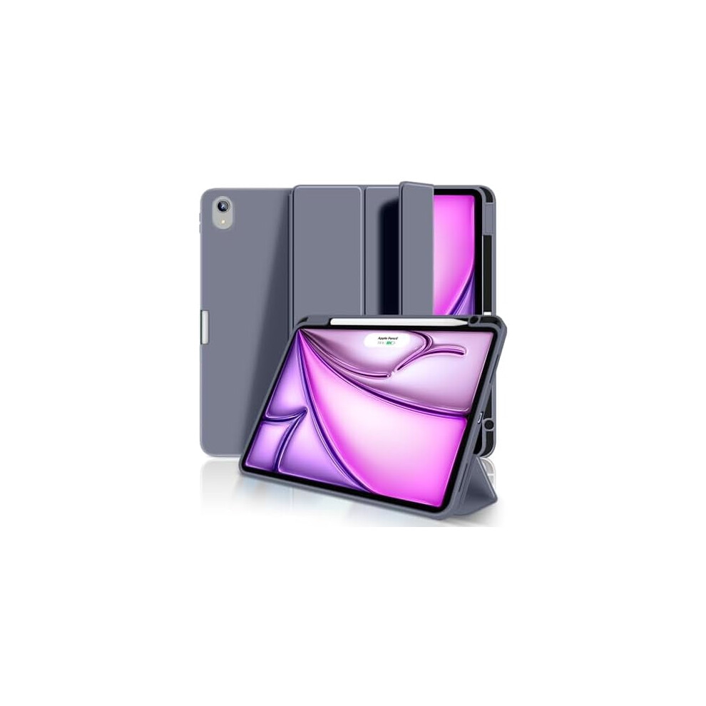 Gray Trifold Ipad Air Case W/ Pencil Holder, Auto Sleep/Wake, Soft Tpu Back Â Compatible With 11" M3/M2 (2025/2024) & 10.9" 5Th/4Th Gen Purple 9071309817379