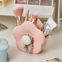 Boîte de rangement pour pinceaux de maquillage en forme de fleur, modèle de bureau ou mural, grand diamètre, grande capacité.