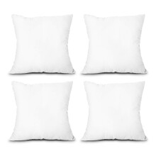 Ensemble de 4 coussins décoratifs légers en polyester, 45 x 45 cm, garnissage synthétique blanc, pour canapé et lit.