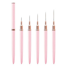 Metalické štětce na nehty, sada 5 ks, liner pro UV gelové laky, jemné detailní kreslení (4/8/12/20/25 mm), kompatibilní s UV gelovými laky