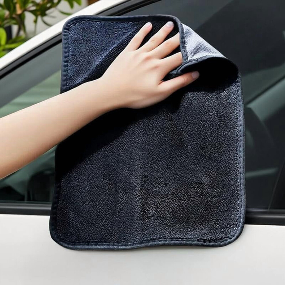 1Pc Microfiber Car Wash Towel Multi-Purpose Car Windshield Thickened Absorbent Wipe Towel Car Detailing Cleaning Tools,30X40cm Black 9418476591068