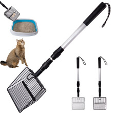 Skopa för kattsand i rostfritt stål med teleskophandtag
