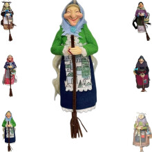 Poupée de sorcière de cuisine porte-bonheur, décoration suspendue en résine faite à la main avec mini balai, ornement de maison de style