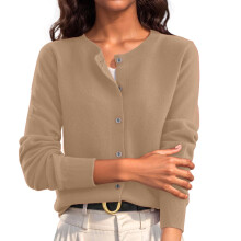 Dehnbarer Damen-Strickpullover aus Polyester, lässig, kurz geschnitten, mit Knöpfen, lockere Passform, ideal für Reisen