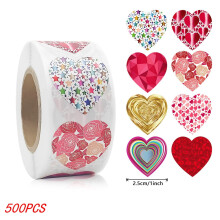 50-500 adesivos de coração vermelho de 2,5 cm (1 polegada) para o Dia dos Namorados, ideais para embalagens de bolos e envelopes. Adesivos