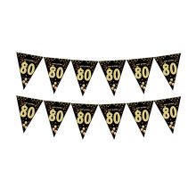Guirlande noire et or pour décoration de fête d'anniversaire et accessoires photo pour adultes, adolescents et enfants. Célébration d'anniversaire