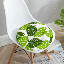 Coussin rond bohème souple pour chaise de jardin, terrasse, maison, cuisine, bureau, motif feuille blanc verdâtre, 45 cm