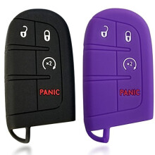 2 buc. telecomandă auto cu 4 butoane, din silicon, pentru Dodge Ram, Durango, Challenger, Jeep Grand Cherokee – Compatibilă cu cheia inteligentă