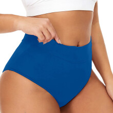 Lekvrije menstruatiezwemkleding voor dames, 4-laags, hoge taille, sneldrogend sportslipje, tankini-stijl, XL, blauw – Geschikt voor alle