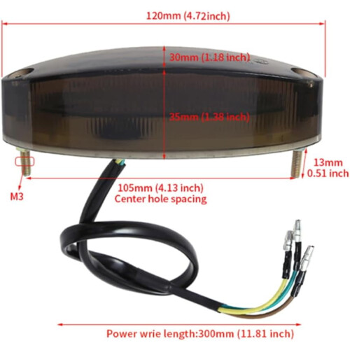 Πίσω φως μοτοσικλέτας ATV διπλού χρώματος DC12V λευκό χρώμα για φως πινακίδας 2