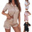 Women's short sleeve pajama set cotton 2-piece 2