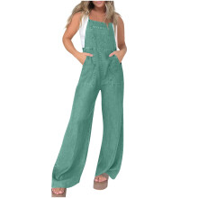Macacão curto feminino de verão com bolsos – Leve, confortável, verde – Perfeito para praia, férias ou passeios – Combina com looks de