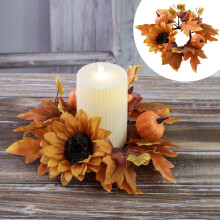Anelli portacandele autunnali, ghirlande di girasoli e zucche da 25 cm per tavoli – Centrotavola per il Ringraziamento e decorazioni arancioni