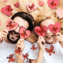 Autocollants papillons pour la Saint-Valentin, thème romantique, 24 pièces