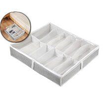 Under Bed Shoe Storage Organizer(6 Pairs), 5.1" Tall Fabric Shoes Container Box with Clear Cover, Foldable Storage Bag with Handle