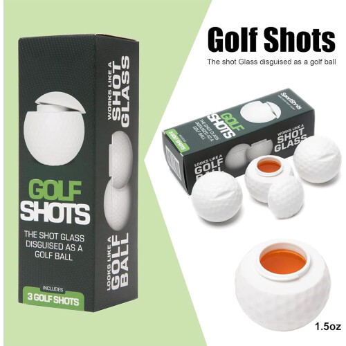 Golfball-Schnapsgläser mit Deckel, 44 ml, Weiß 1
