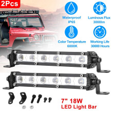 Bară luminoasă LED cu un singur rând, 7 inci și 18 W, spot offroad